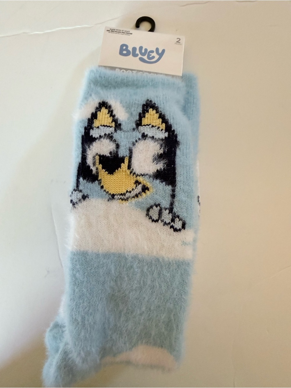 Lucy Plush Light Blue Dog Character Bootie Socks